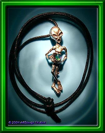 Pewter Alien Crystal Charm Pendant.