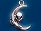 Pewter Alien on cresent moon pendant